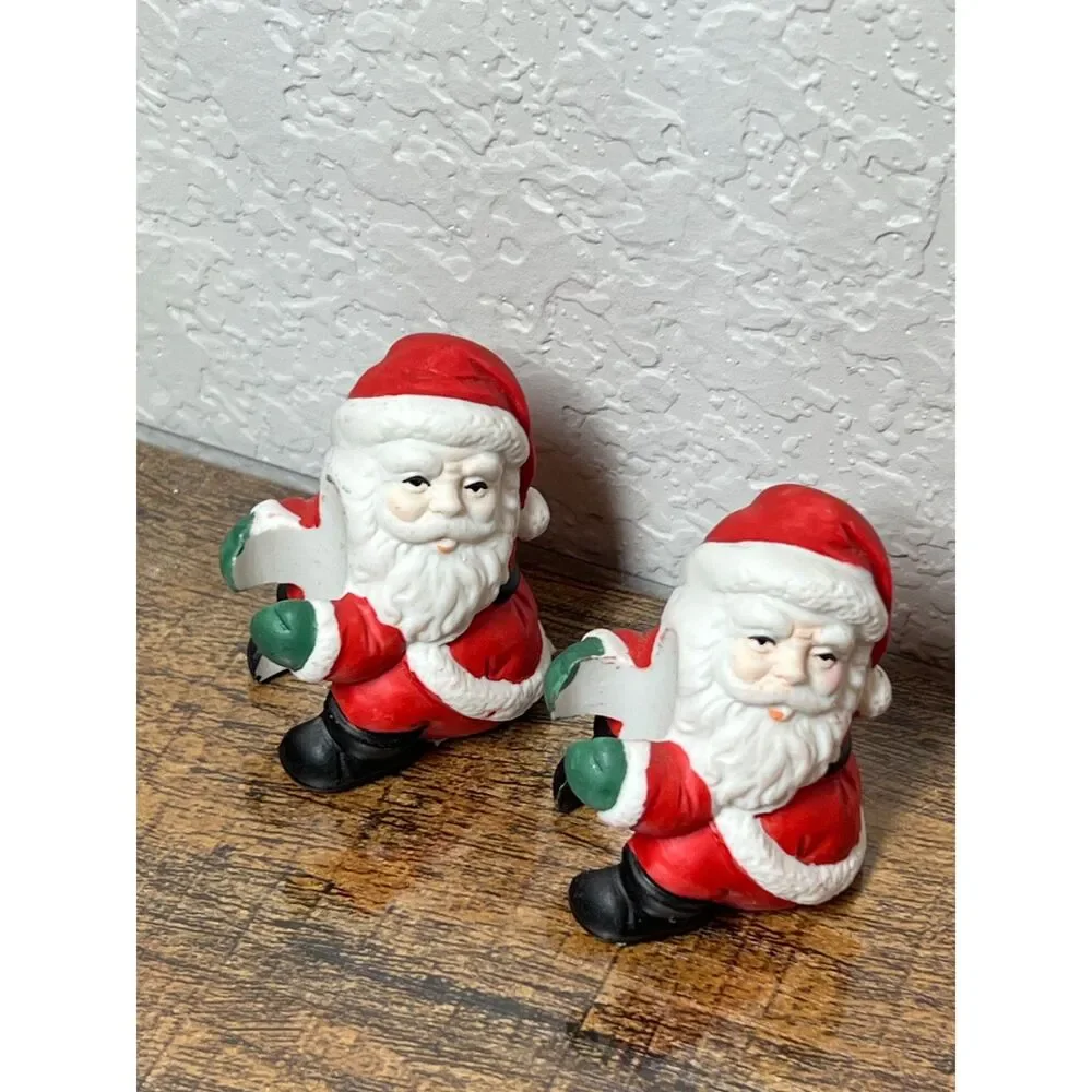 Vintage Santa Tapered Candle Holders Set of 6 Christmas Table Decor Holiday Lot